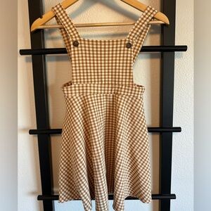 Brown Checkered Kids Dress overall